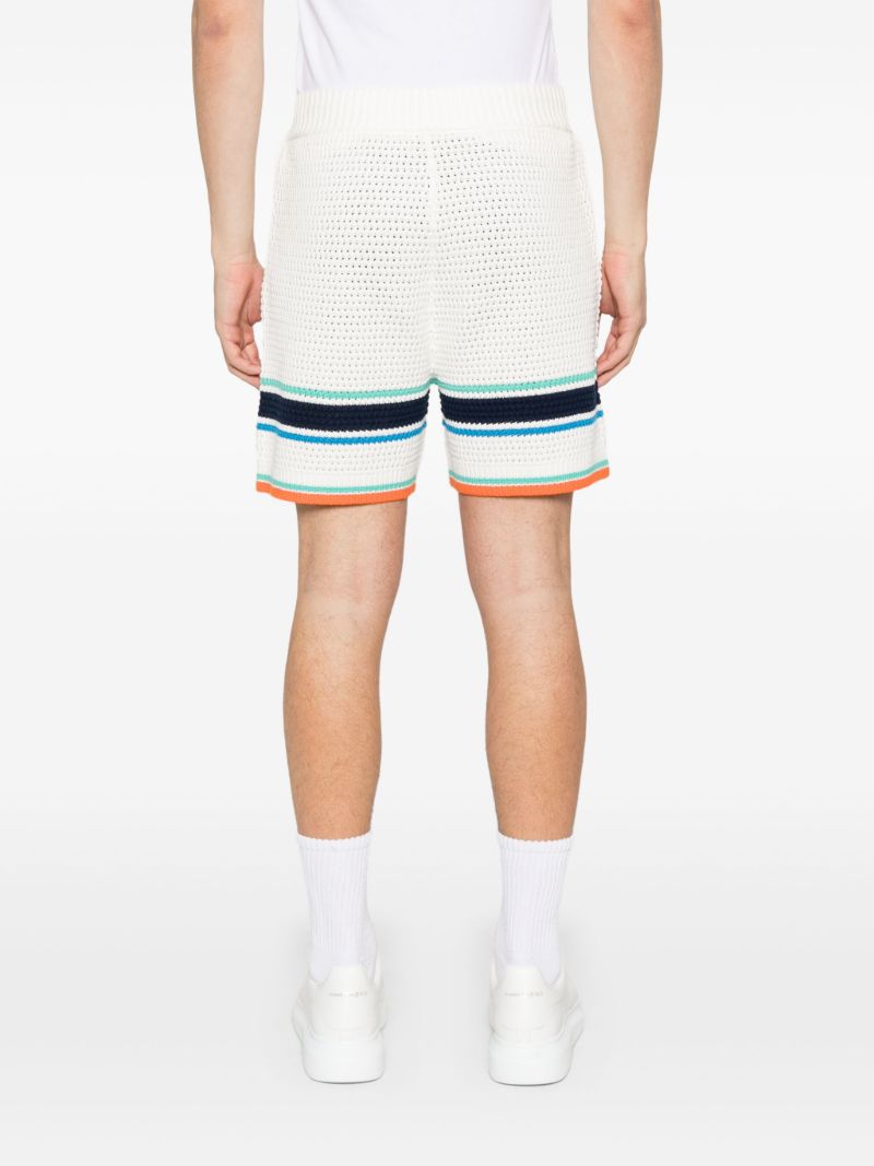 White Tennis Stripe Shorts