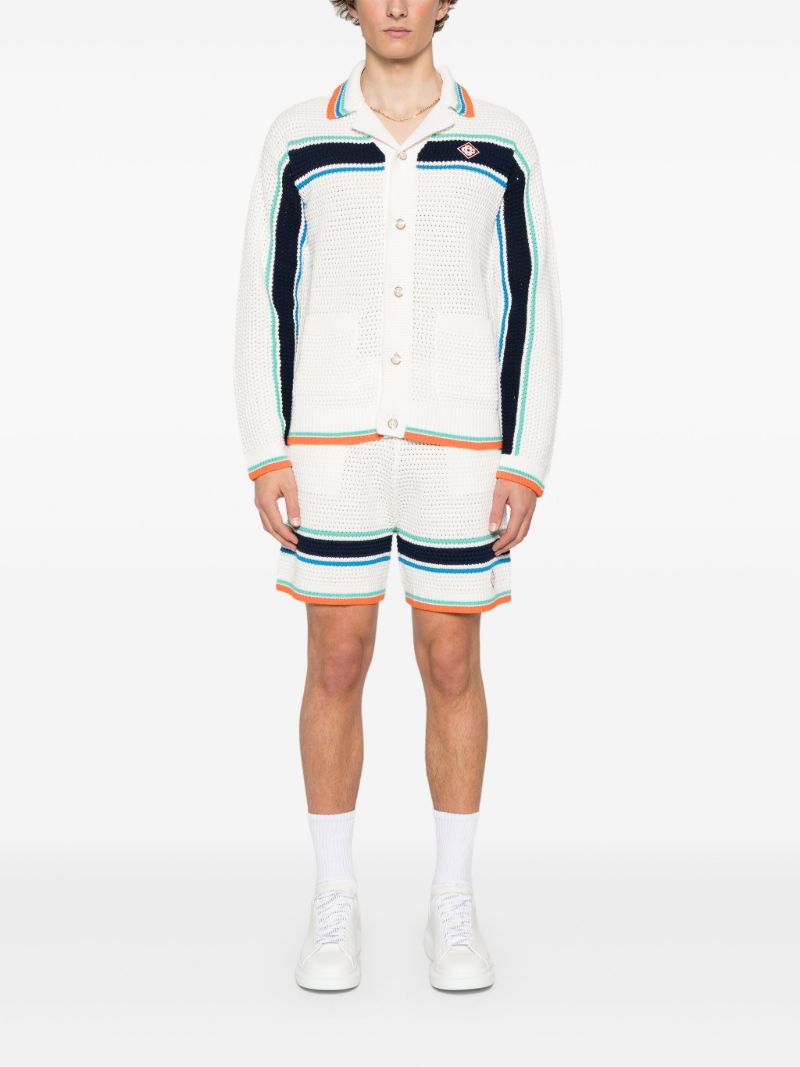 White Tennis Stripe Shorts