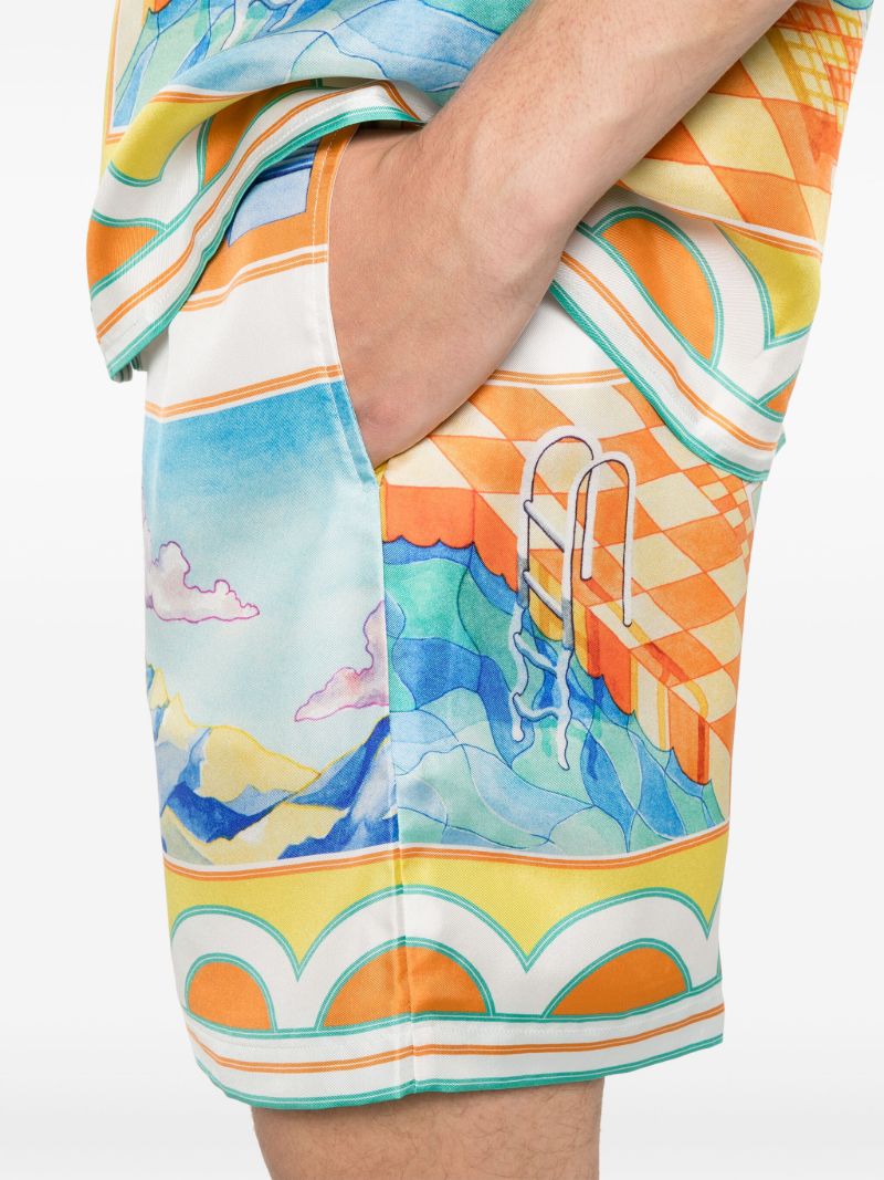Orange Surreal Pool Shorts