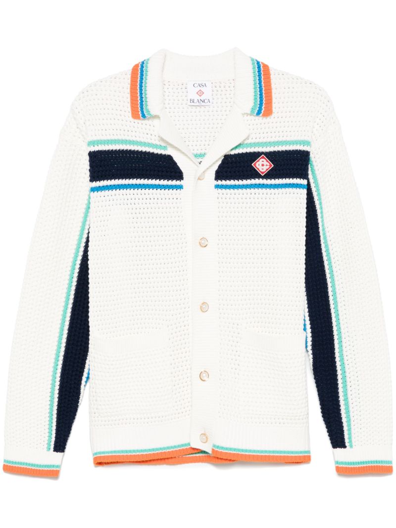White Tennis Stripe Cardigan