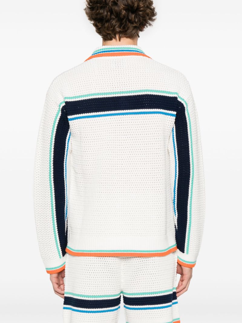 White Tennis Stripe Cardigan