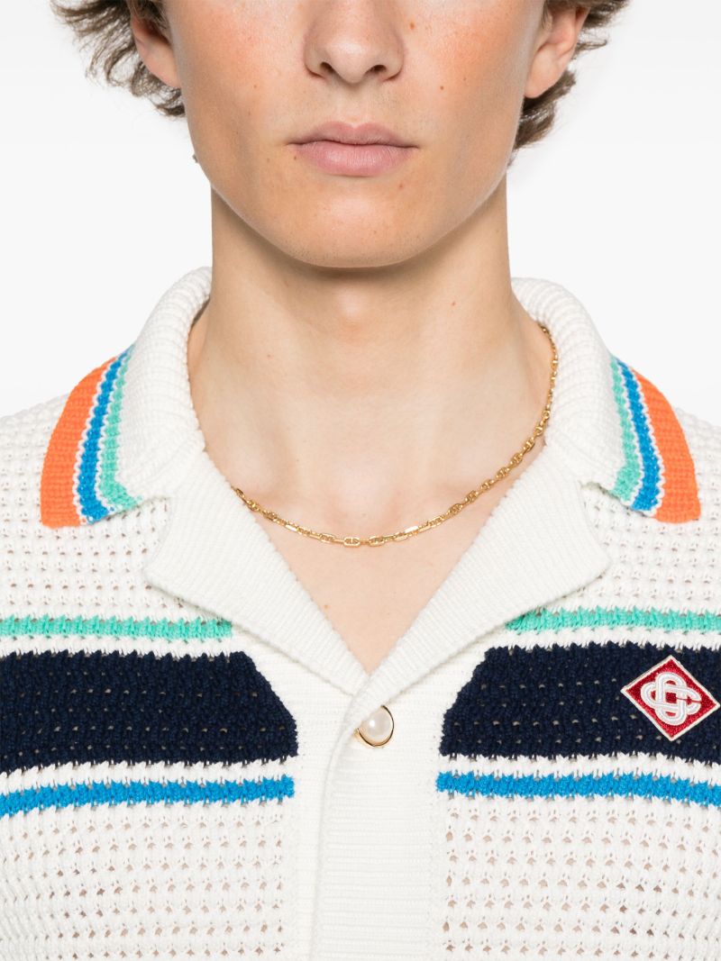 White Tennis Stripe Cardigan