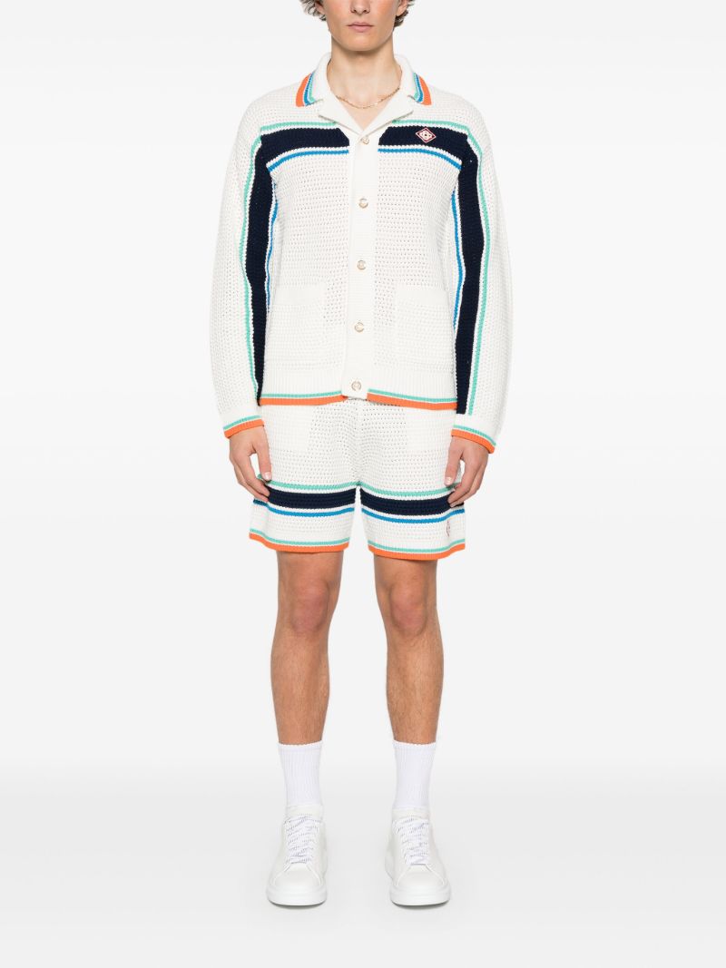 White Tennis Stripe Cardigan