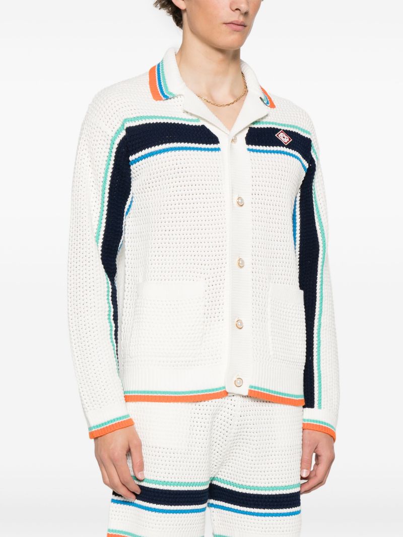 White Tennis Stripe Cardigan