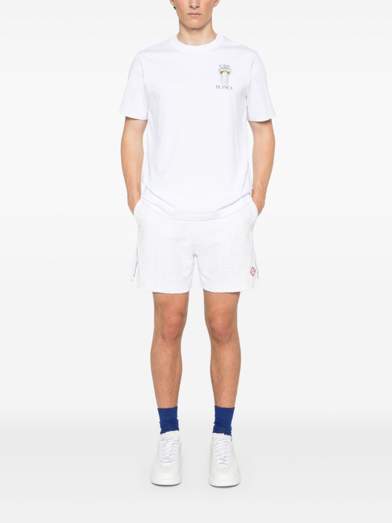 White Tennis Stripe Shorts