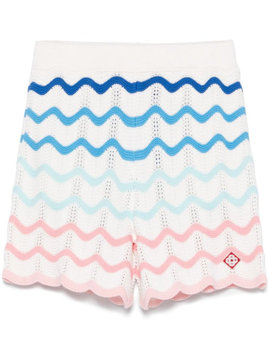 White Gradient Wave Shorts