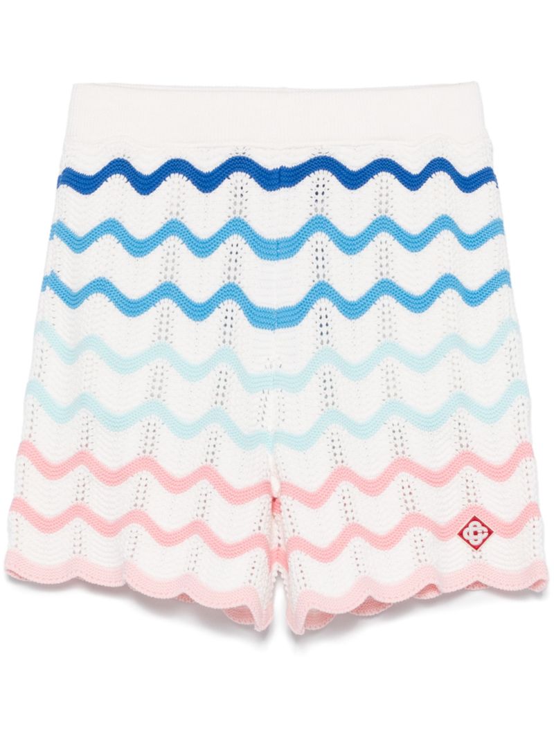 White Gradient Wave Shorts