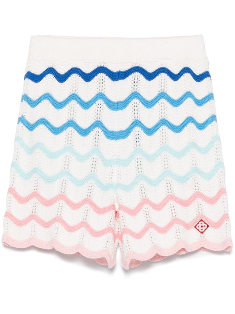 White Gradient Wave Shorts