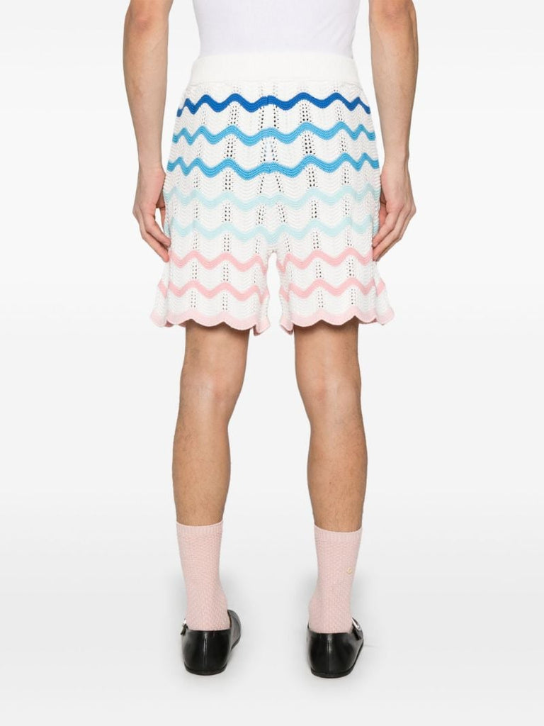 White Gradient Wave Shorts