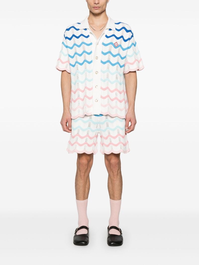 White Gradient Wave Shorts