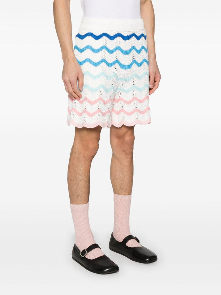 White Gradient Wave Shorts