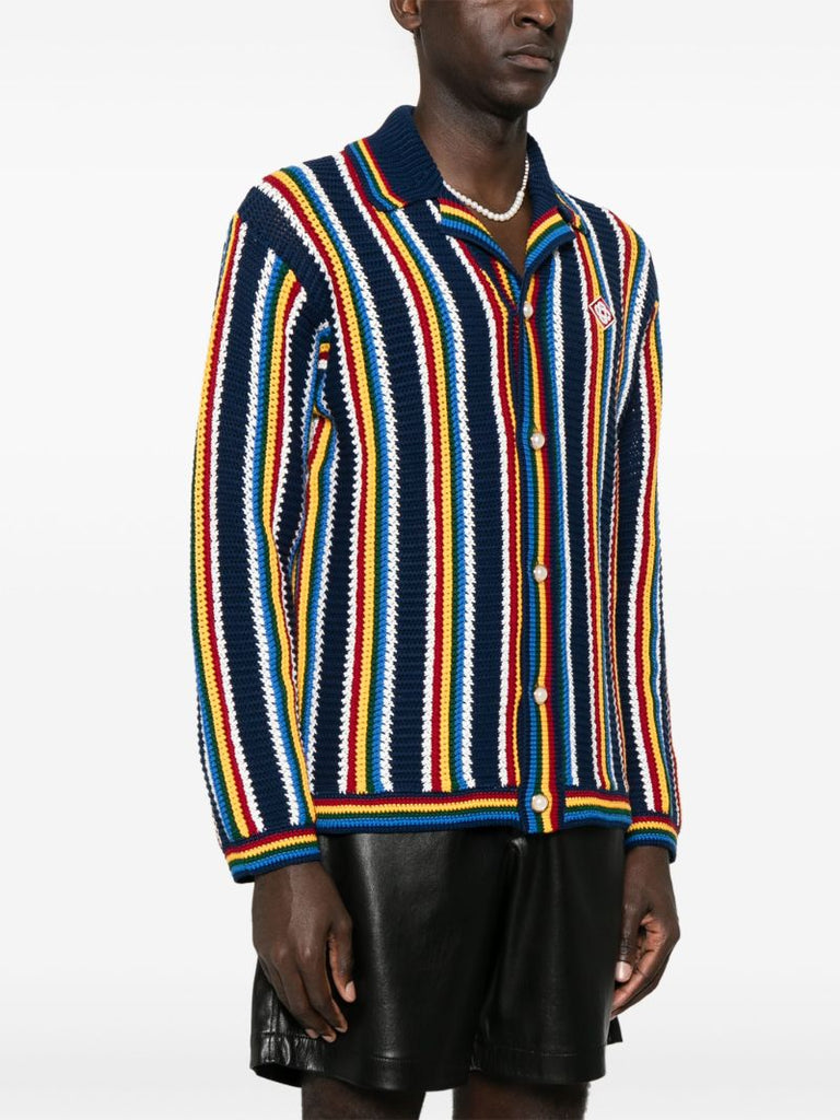 Blue Crochet-knit Cardigan