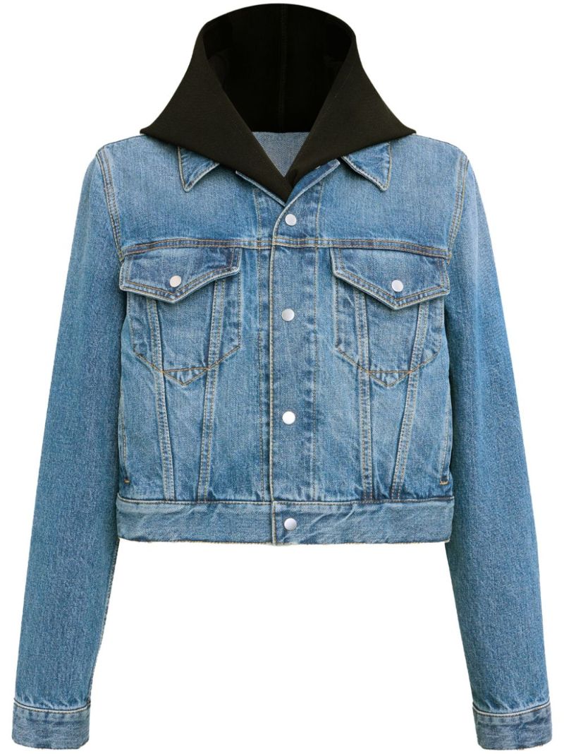 Knitted Hood Denim Jacket