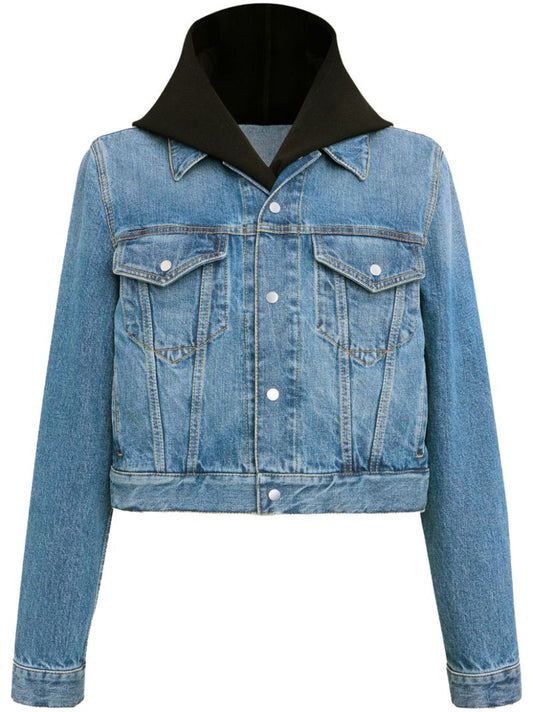 Knitted Hood Denim Jacket