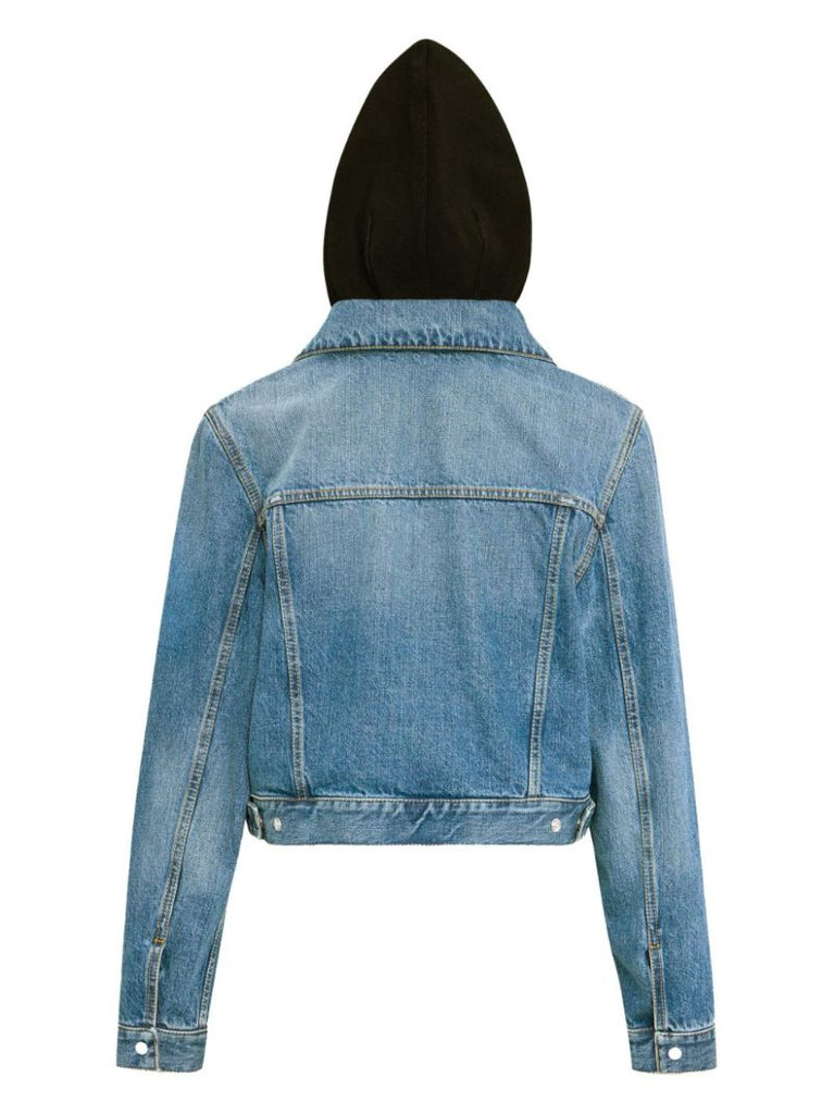 Knitted Hood Denim Jacket