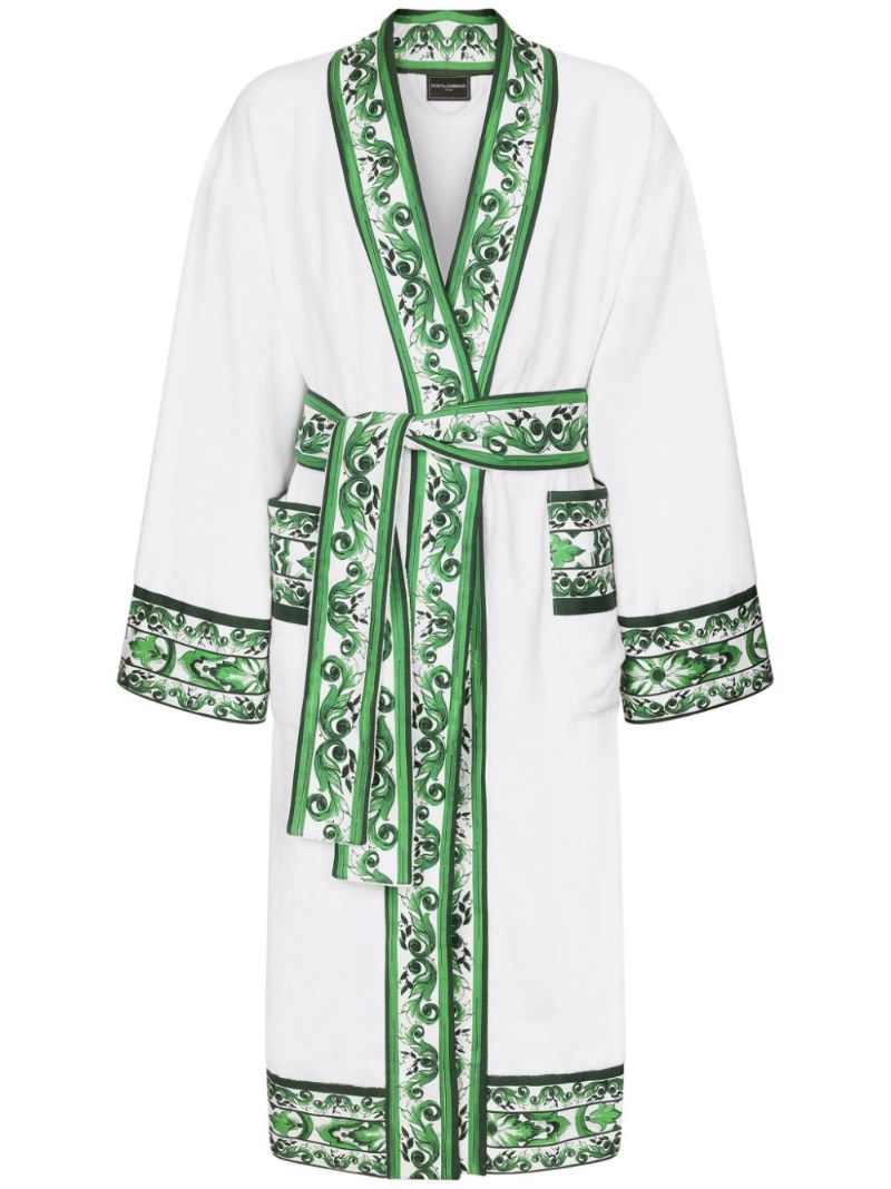 Contrasting-trim Bath Robe