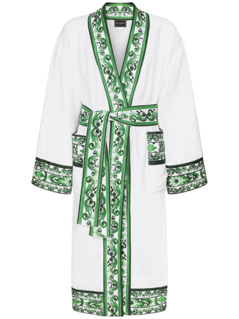 Contrasting-trim Bath Robe