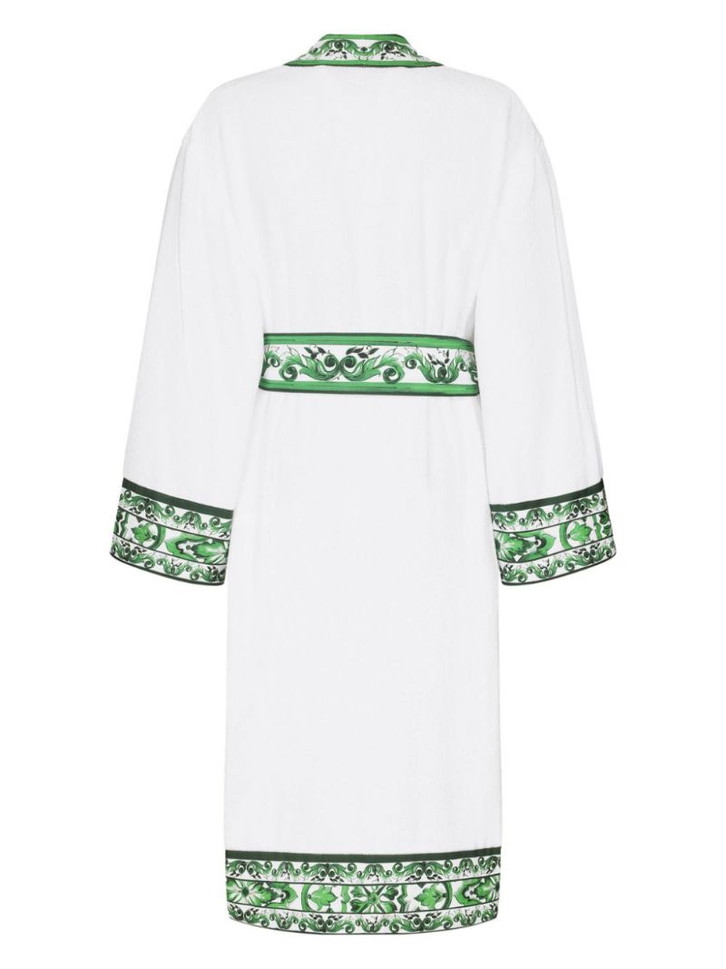 Contrasting-trim Bath Robe
