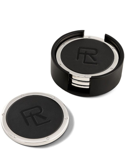 Black Leather Coaster Set