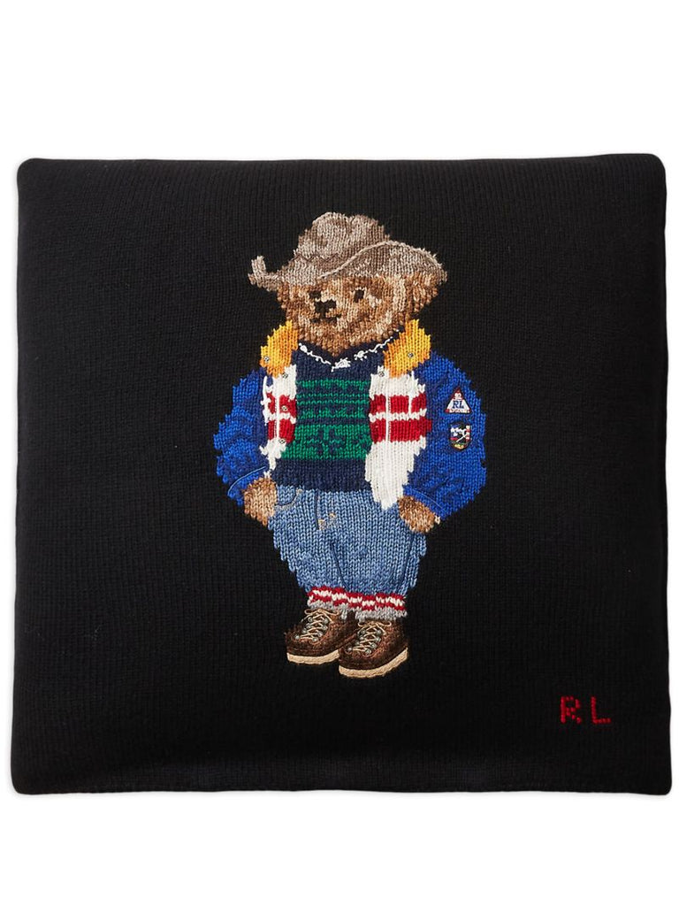 Black Ski Polo Bear Pillow