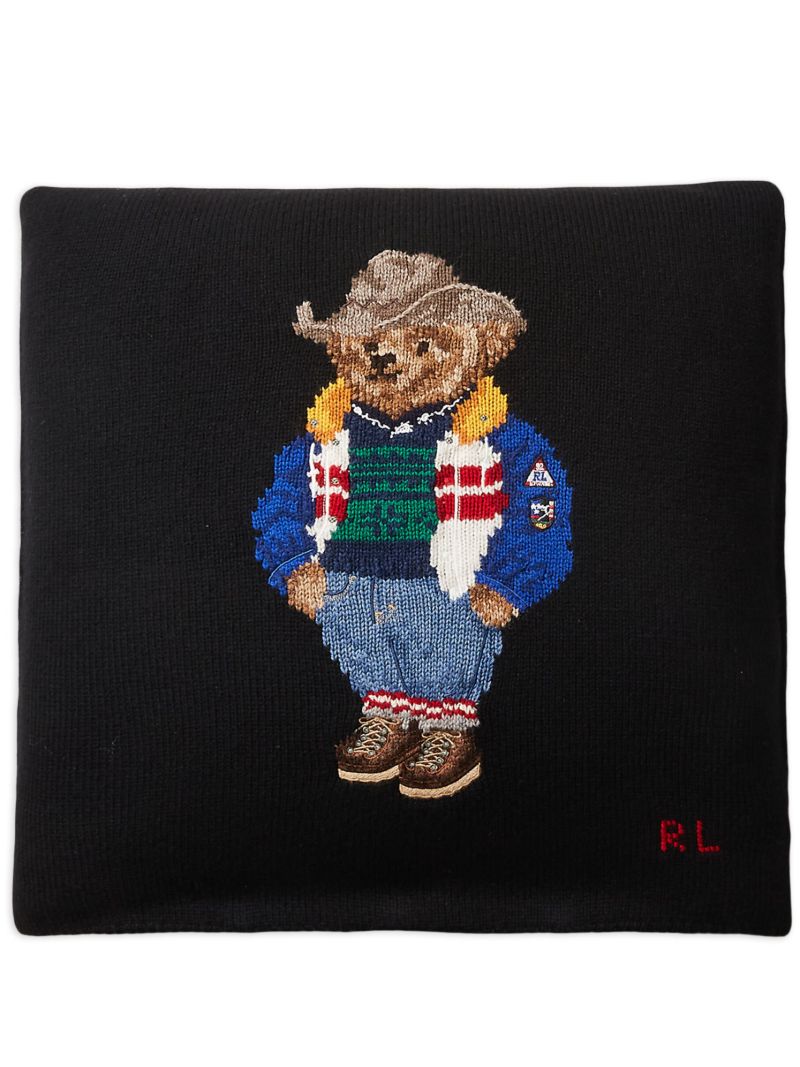 Black Ski Polo Bear Pillow