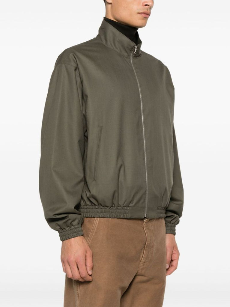 Super Fine Tropical Wool Zip Bomber Jacket