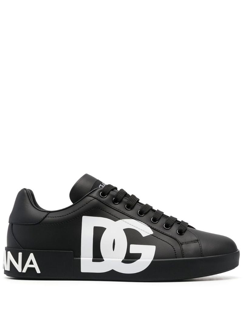 Black Portofino Leather Sneakers