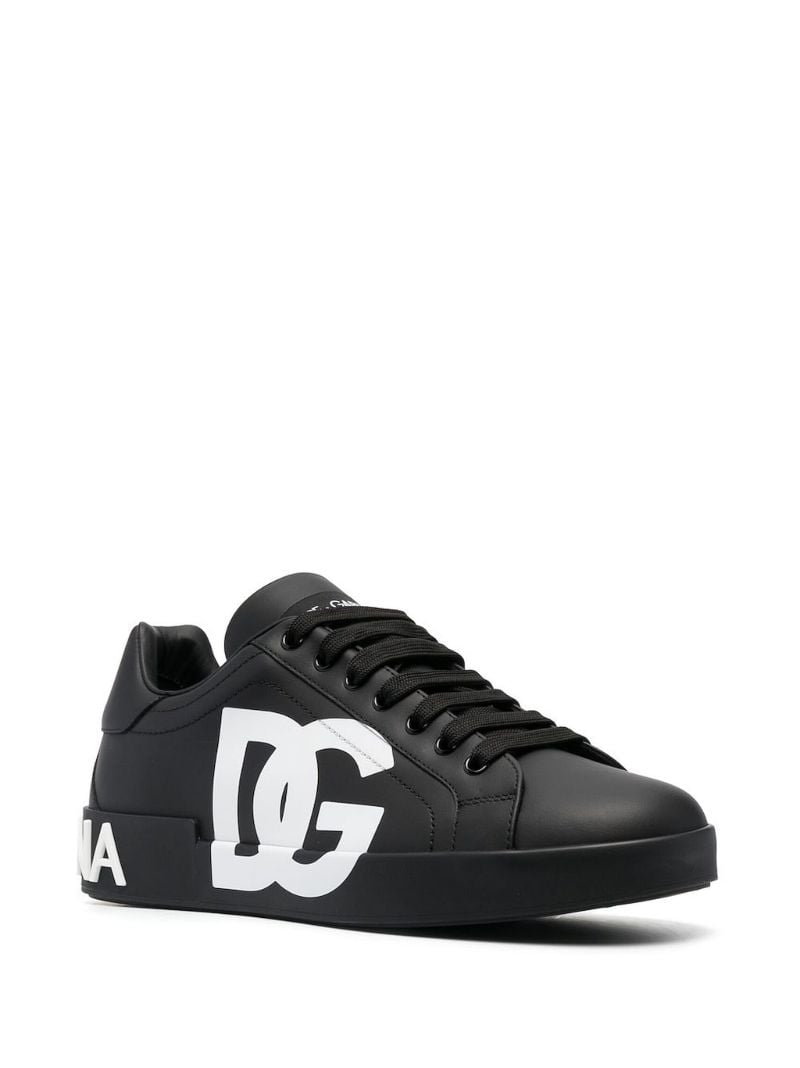 Black Portofino Leather Sneakers