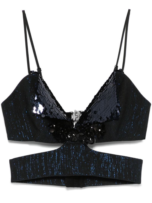 Sequin-embellished Crop Top