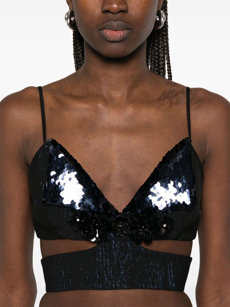 Sequin-embellished Crop Top