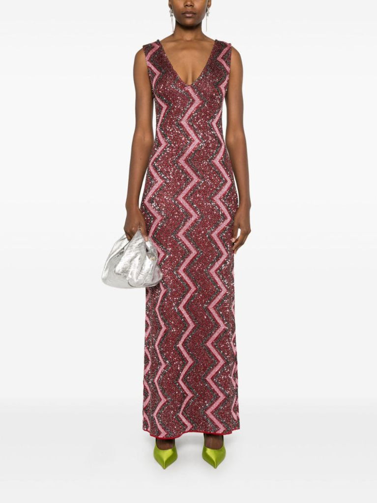 Zig-zag Plunging-neckline Gown