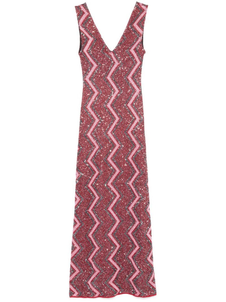 Zig-zag Plunging-neckline Gown