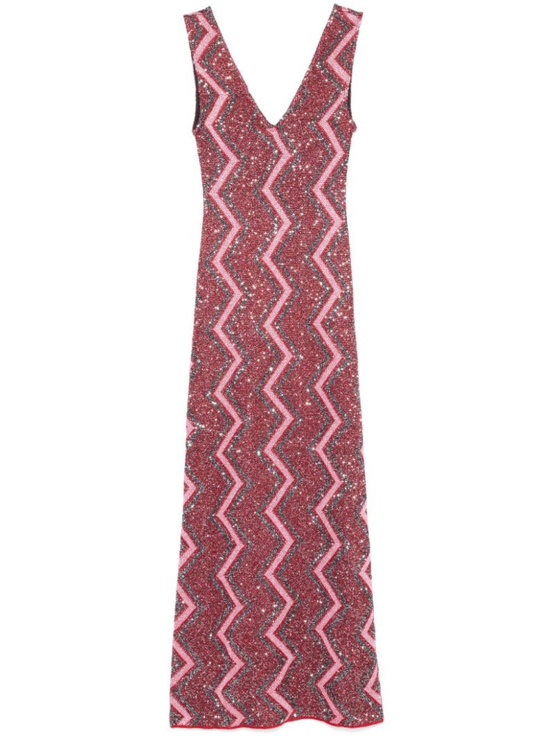 Zig-zag Plunging-neckline Gown