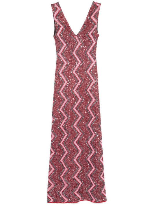 Zig-zag Plunging-neckline Gown