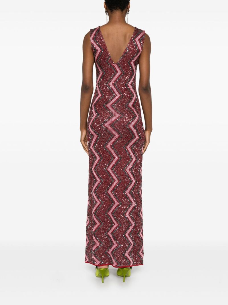 Zig-zag Plunging-neckline Gown