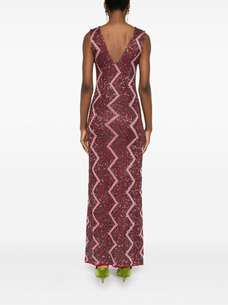Zig-zag Plunging-neckline Gown