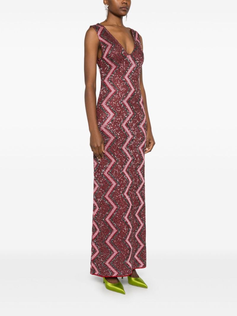 Zig-zag Plunging-neckline Gown