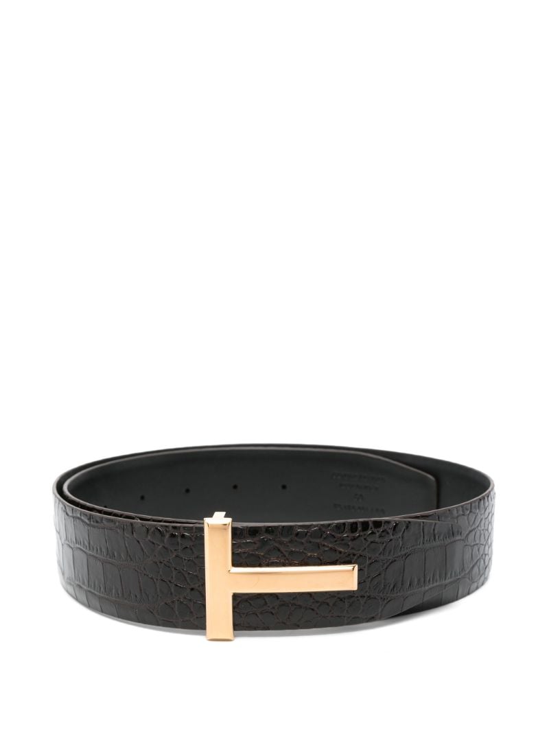 Crocodile-embossed Belt