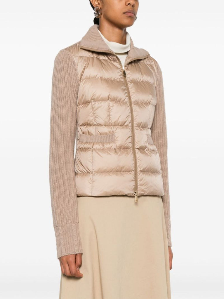 Padded Wool Zip-up Cardigan