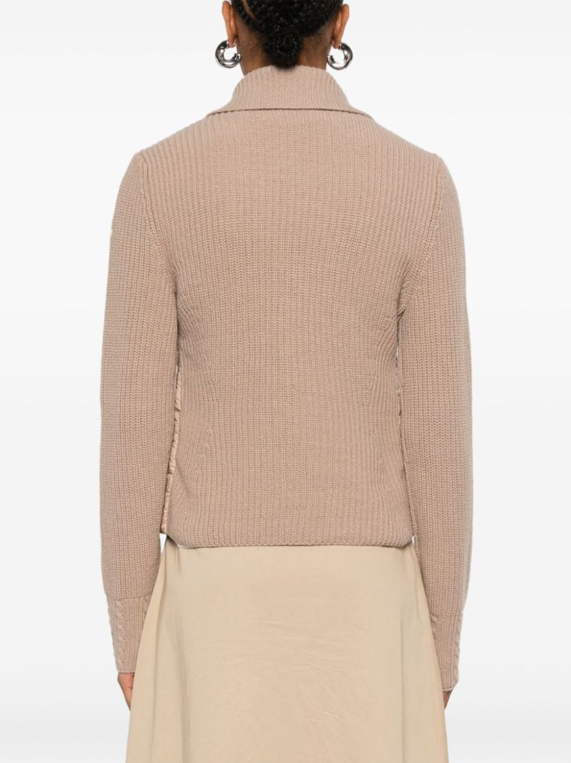 Padded Wool Zip-up Cardigan