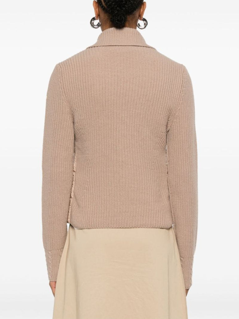 Padded Wool Zip-up Cardigan