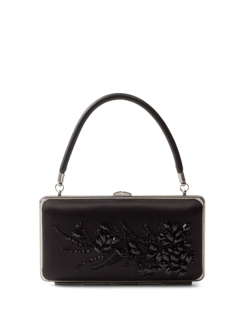 Black Bead-embellished Clutch Bag