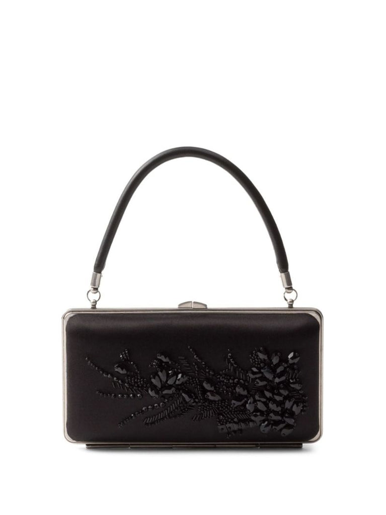 Black Bead-embellished Clutch Bag