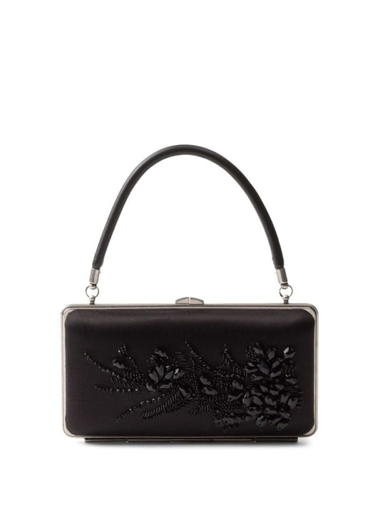 Black Bead-embellished Clutch Bag