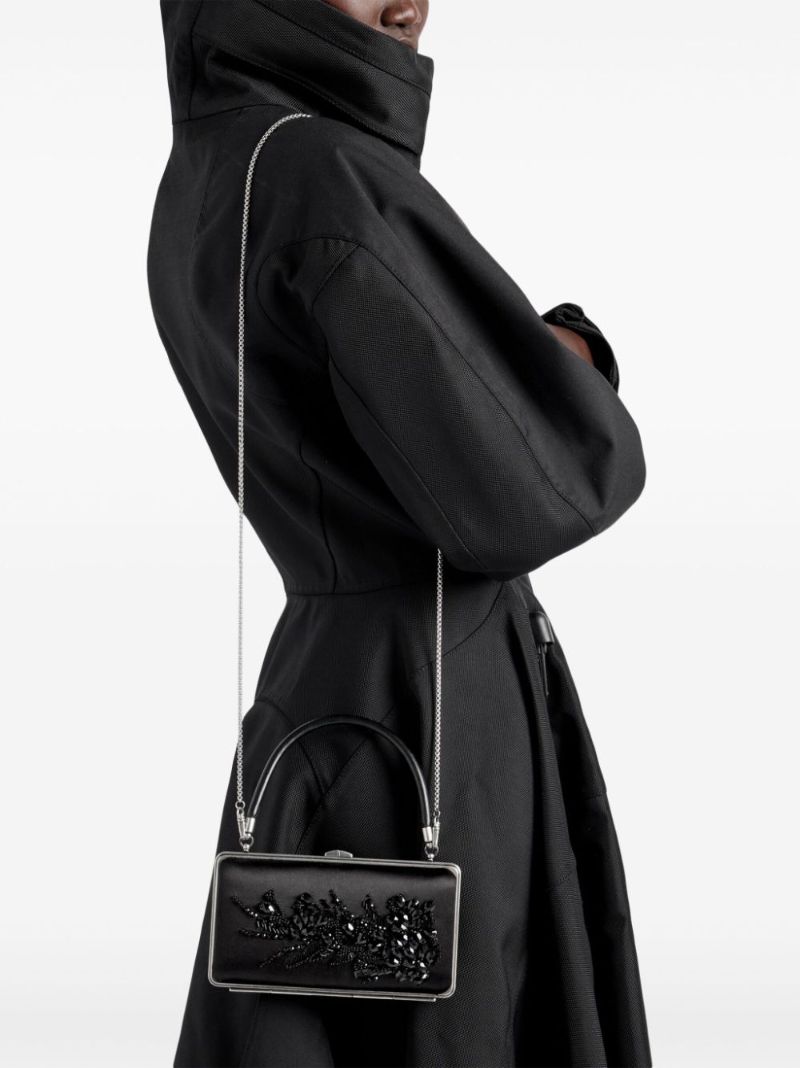 Black Bead-embellished Clutch Bag