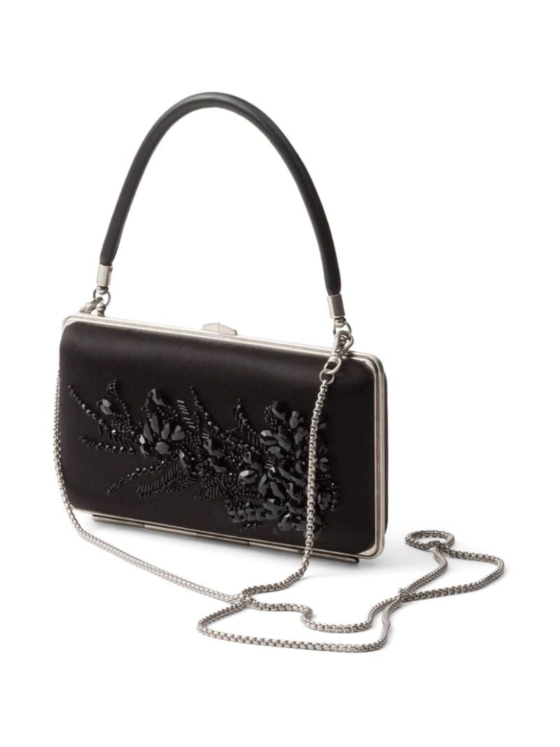 Black Bead-embellished Clutch Bag