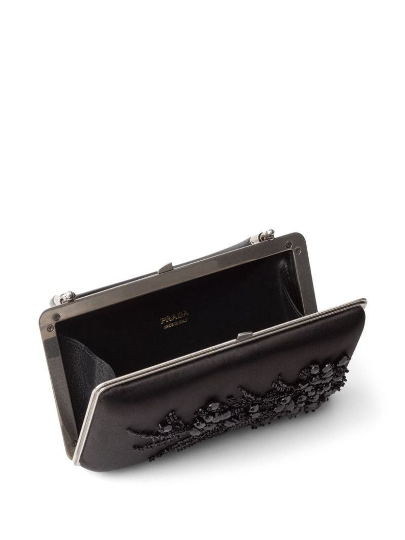 Black Bead-embellished Clutch Bag