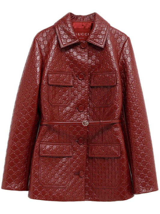 Gg-embossed Leather Jacket