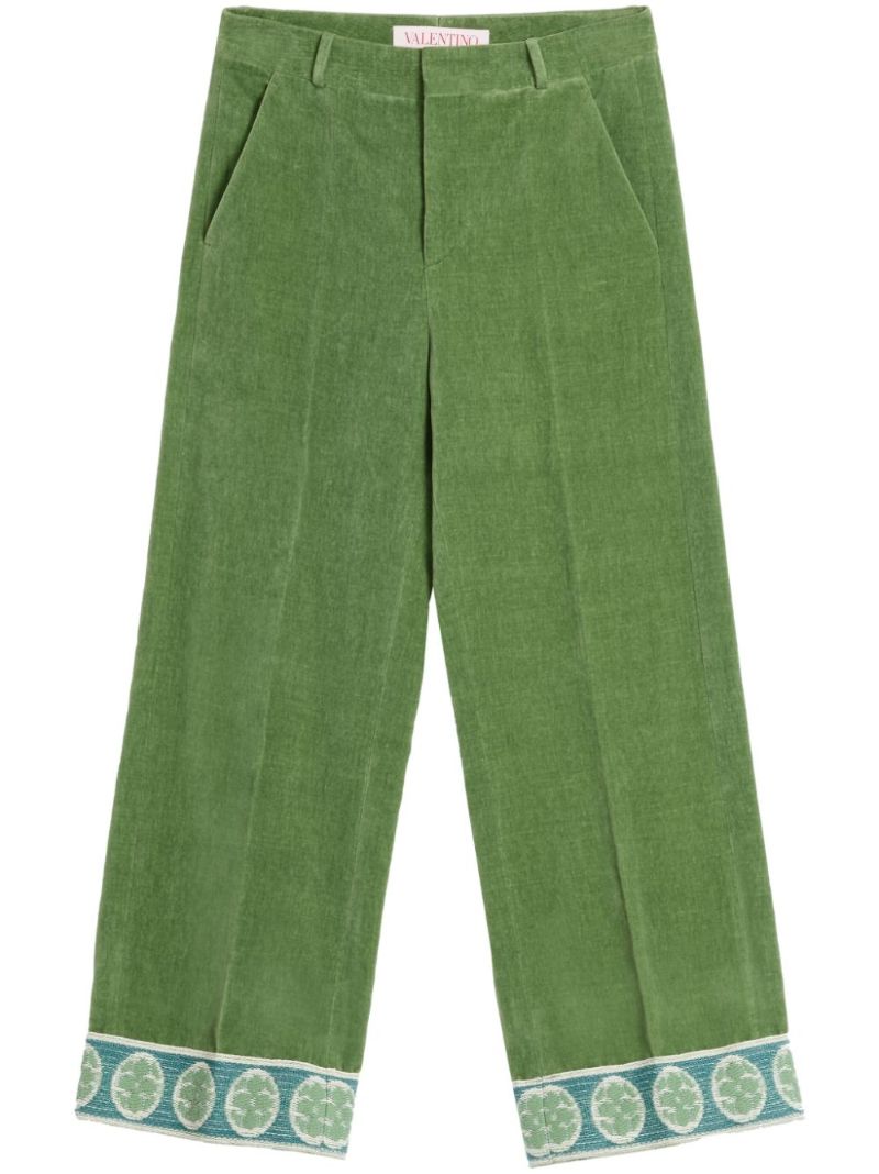 Jacquard-hem Velvet Trousers