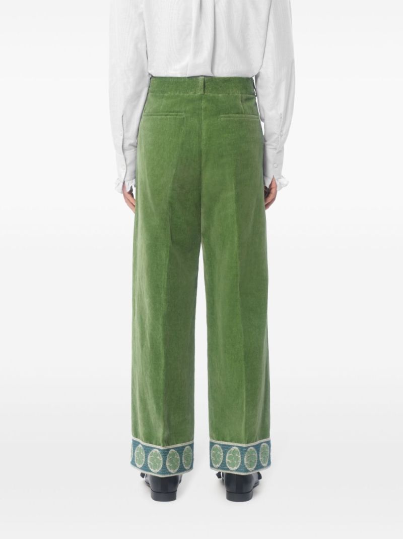 Jacquard-hem Velvet Trousers
